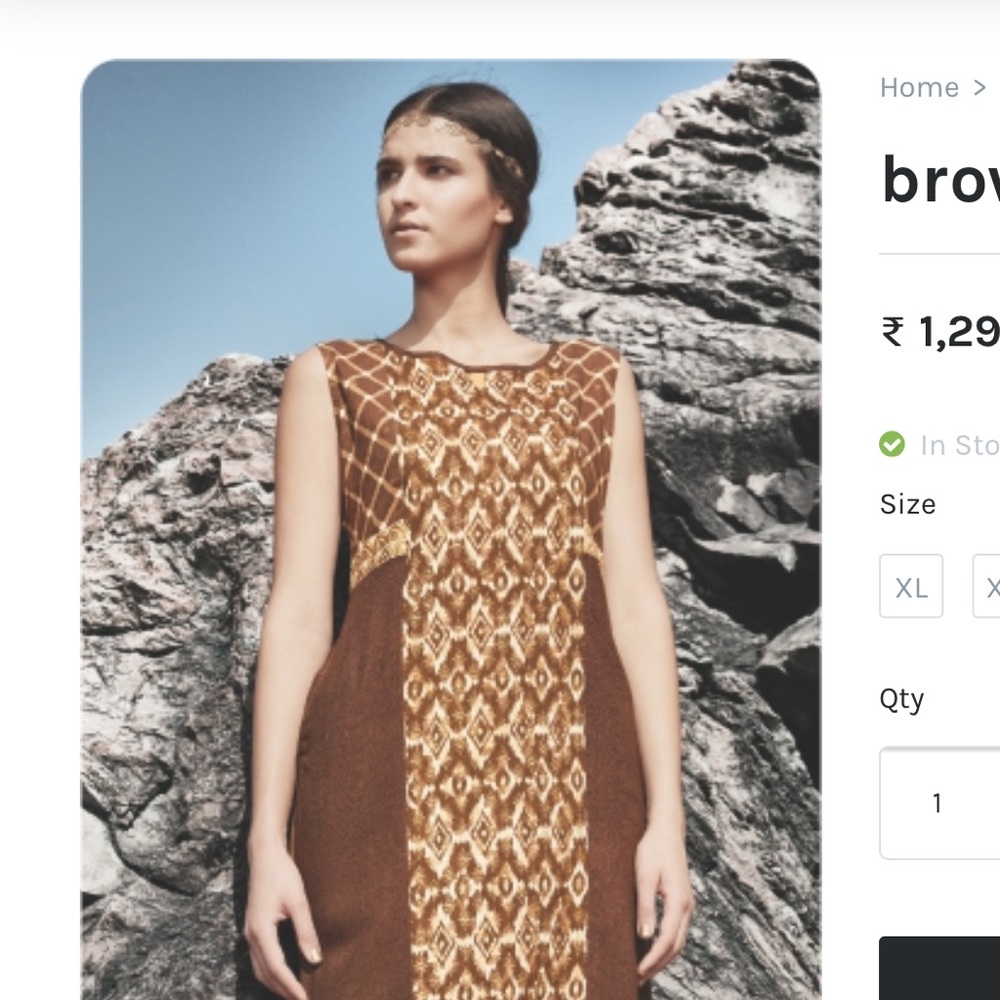 SPAN WOMEN'S BROWN COTTON BELOW KNEE KURTA